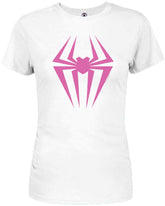 Marvel Spider-Gwen Symbol Logo Costume Juniors Womens T-Shirt(XXL, White)